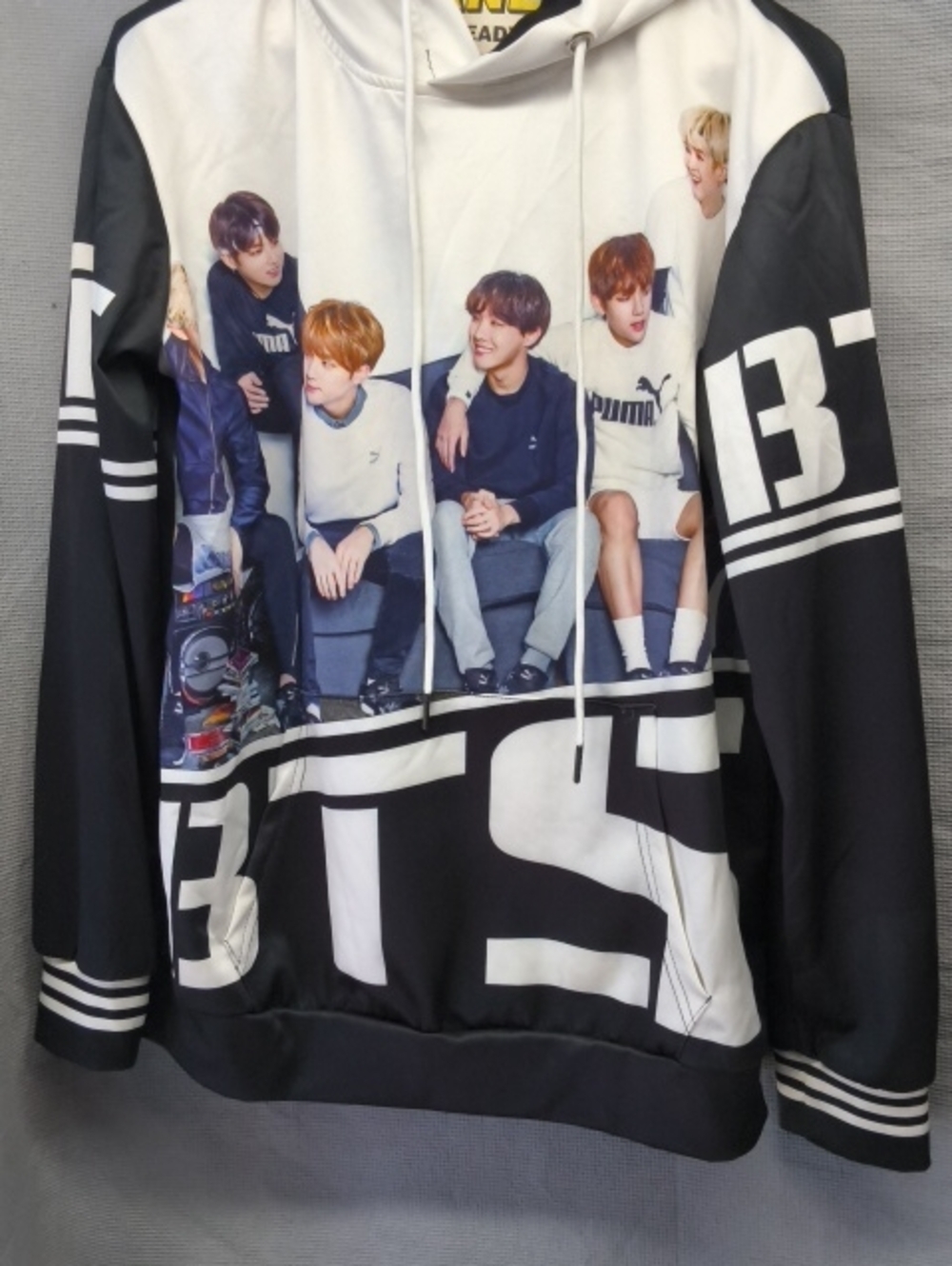BTS K-Pop Black & White Graphic Kids Hoodie Jacket - Pullover Style